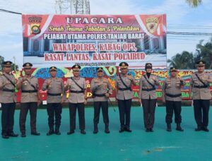 Kapolres Tanjab Barat Pimpin Serah Terima Jabatan Sejumlah Pejabat Utama Lingkup Polres Tanjab Barat