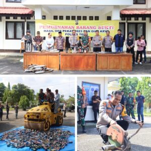 Operasi Pekat dan KRYD Berhasil: Polres Tebo Musnahkan Barang Bukti Kejahatan di Penghujung Tahun 2023