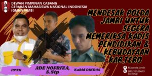 Dugaan KKN di Disdikbud Tebo Disebut Gila-gilaan, GMNI Jambi Segera Turun Aksi Lagi
