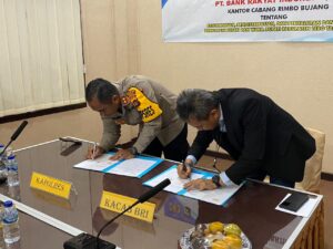 Penandatanganan Perjanjian Kerja Sama Antara Polres Tebo dengan PT. Bank Rakyat Indonesia Kantor Cabang Rimbo Bujang