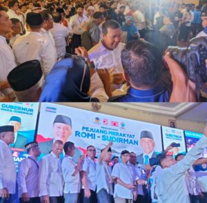 Romi-Sudirman turut hadir dalam acara pelantikan tim pemenangan Di Ratu Convention Center (RCC)