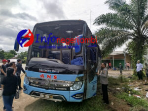 Kembali Terjadi, Bus ANS mengalami Lakalantas Tunggal di Jalan Tebo-Jambi