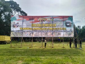 Banner Raksasa TMMD ke-123 Kodim 0416/Bute Terbentang, Tanda Kesiapan Upacara Pembukaan