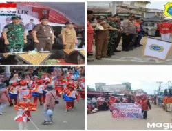 Meriahkan HUT RI ke-80, Pemerintah Kecamatan Nipah Panjang Gelar Pawai Pembangunan Spektakuler