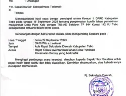 Pemkab Tebo Undang Rapat Teknis, Bahas Konflik Lahan Punti Kalo dengan TNI-AD