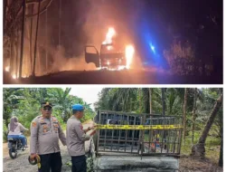 Kapolsek Rantau Rasau Sigap Tangani Kebakaran Mobil di Jalan Lintas Desa Tri Mulya