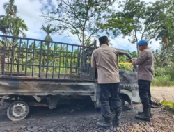 Diduga Akibat Arus Pendek, Mobil Pengangkut Sembako Ludes Terbakar di Rantau Rasau