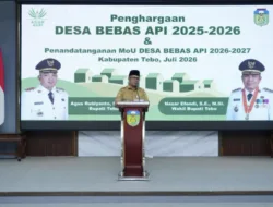 Wabup Tebo Hadiri Penyerahan Penghargaan Desa Bebas Api dan Penandatanganan MoU Pencegahan Karhutla