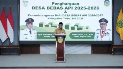 Wabup Tebo Hadiri Penyerahan Penghargaan Desa Bebas Api dan Penandatanganan MoU Pencegahan Karhutla