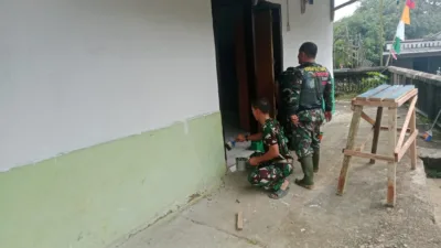 Satgas TMMD 129 Percantik Langgar Nurul Fajri, Pengecatan Dinding Mulai Dikerjakan
