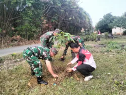 Datuk Rio Tanjung Agung Dukung Penghijauan, 100 Bibit Pohon Ditanam Bersama Satgas TMMD